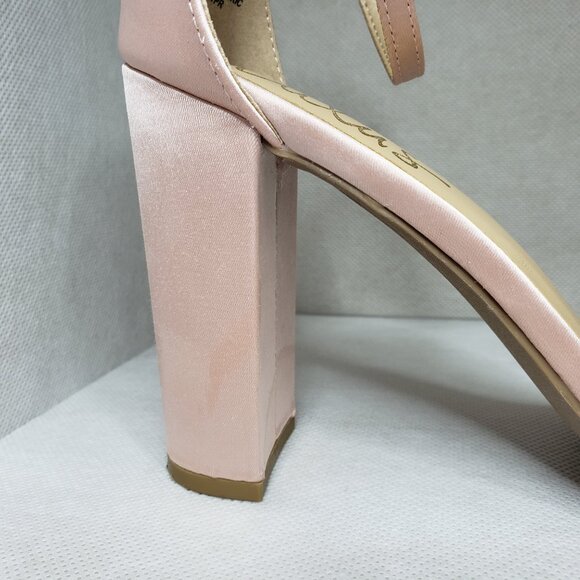Lulu's Blush Pink Satin Ankle Strap Block Heel Shoe SIZE 9 - Picture 11 of 11